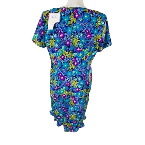 New Kathie Lee Collection Womans Sz 12 Floral Blue Dress Vintage NWT - Picture 7 of 7